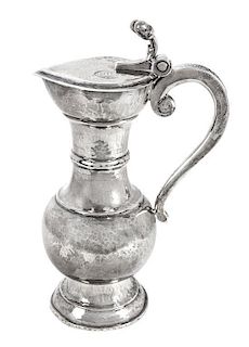 A Continental Silver Pitcher, 20TH CENTURY, with an applied C-scroll handle
