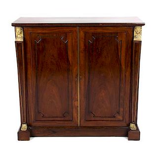 A Regency Gilt Bronze Mounted Rosewood Cabinet Heihgt 37 x width 39 x depth 14 inches.