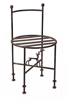 A Giacometti Style Metal Chair Height 27 inches.