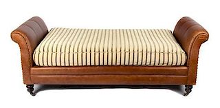 A Contemporary Leather Day Bed Height 25 x width 62 x depth 30 inches.