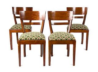 Twelve Art Deco Walnut Dining Chairs Height 35 inches.