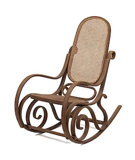An Italian Thonet Style Bentwood Rocking Chair Height 41 1/2 inches.