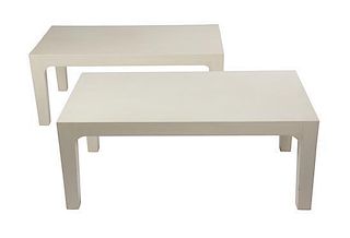 Two Karl Springer Style Lacquered Low Tables Height 16 x width 40 inches.
