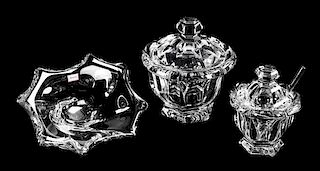 Three Baccarat Glass Articles Height of largest 6 inches.