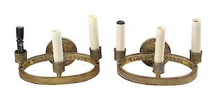 A Pair of Bronze Two-Light Sconces