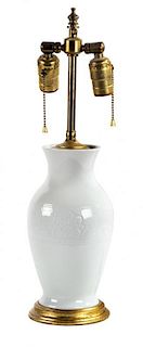 A Chinese Style White Glazed Ceramic Vase Height of vase 10 inches.