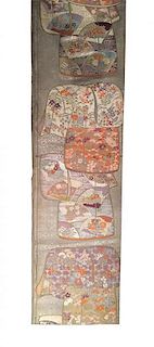 A Japanese Brocade Obi Wall Hanging 9 feet 8 inches x 2 feet 3 inches.