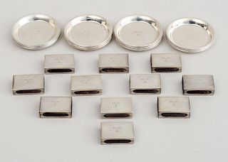 AMERICAN SILVER MONOGRAMMED 23-PIECE SMOKING SET, RETAILED BY CARTIER