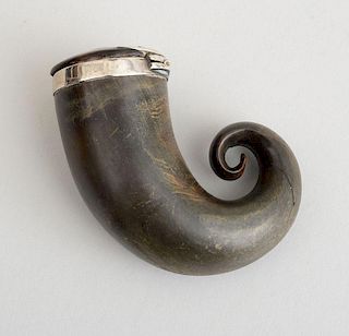 SCOTTISH SILVER-MOUNTED HORN SNUFF MULL