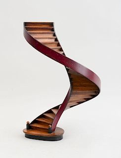 ENGLISH MAHOGANY AND BENTWOOD MODEL OF A SPIRAL STAIRCASE, MODERN