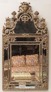 LOUIS XIV CARVED GILTWOOD MIRROR