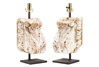 Pair of Cast Plaster Neoclassical Corbel Lamps
