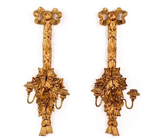 Pair of Italian Giltwood Two Light Candle Sconces