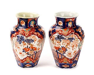 Pair of Japanese Imari Porcelain Vases, 19th C.