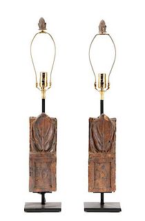 Pair of Italian Cast Terracotta Table Lamps