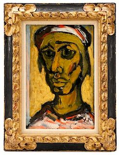 Yehoshua Kovarsky, Abstract Portrait of Man, Oil