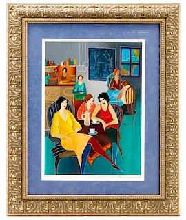 Tarkay Signed Lithograph, "Friends to Confide In"