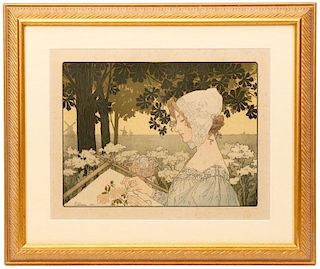Privat-Livemont, Art Nouveau Girl in Bonnet, 1904