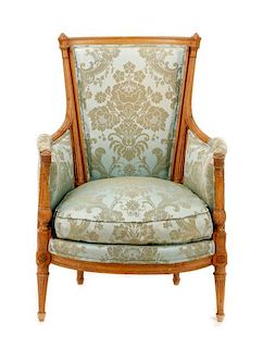 Louis XVI Period Carved & Upholstered Bergere