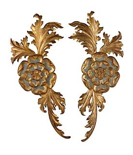 Pair of Italian Carved & Giltwood Wall Appliques