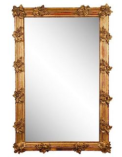 Large Carved Giltwood Mirror With Grape Leaf Motif