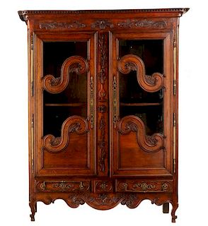 French Stained Oak Two Door Armoire, 19th C.