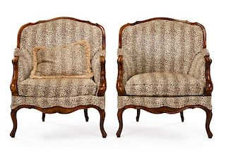 Pair of Louis XV Style Bergeres Marquise, 19th C