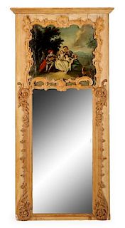 Monumental French Louis XV Wood Trumeau Mirror