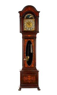 American F. Herschede Marquetry Tall Case Clock