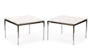 Pair of Knoll Chrome & Marble Side Tables