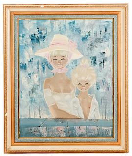 Igor Pantuhoff, Young Girls in Blues, Signed