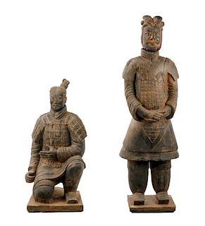 Two Life Size Terracotta Army Warrior Replicas