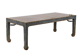 Chinese Inset Stone Dining Table w/Shagreen Finish
