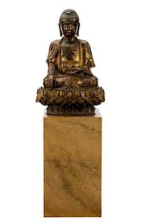 Large 18th C. Tibetan Gilt Bronze Gautama Buddha