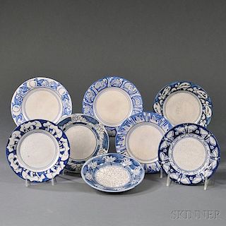 Eight Dedham Pottery Bread and Butter Plates