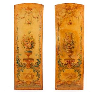 Pair of 19th C. French Oil Painted Wall Panels