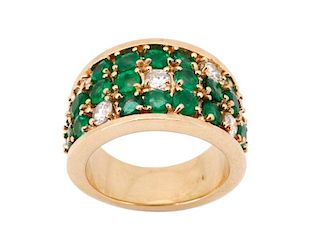 Ladies 14k Gold, Emerald, & Diamond Ring