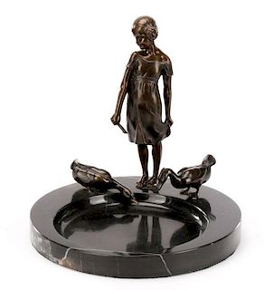 Art Nouveau Bronze Figural Vide Poche