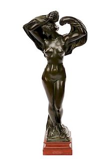 Jef Lambeaux Signed Bronze Nude, "Le Nuit"