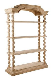 Substantial Tuscan Style Distressed Rustic Etagere