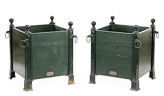 Pair of Versailles Iron & Wood Planter Boxes