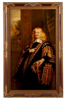 Portrait of a Nobleman in Full Regalia, Signed Oil