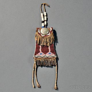 Kiowa Beaded Leather and Hide Strike-a-Light Bag