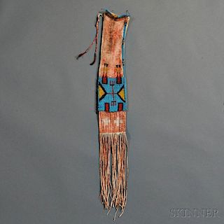 Lakota Beaded and Quilled Buffalo Hide Pipe Bag