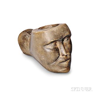 Great Lakes Carved Stone Face Pipe