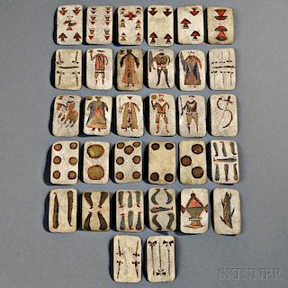 Thirty-two Painted Hide Apache Playing Cards