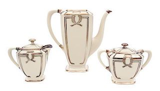 * A Lenox Silver Overlay Coffee Set Height of first 7 5/8 inches.