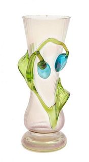 * An Iridescent Glass Vase Height 8 1/4 inches.