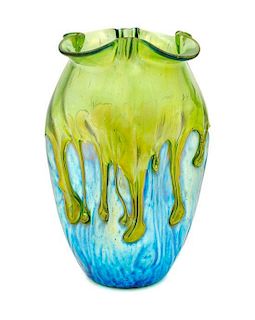 * A Loetz Glass Vase Height 7 5/8 inches.