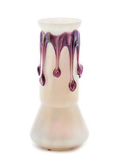 * An Austrian Iridescent Glass Vase Height 6 3/8 inches.